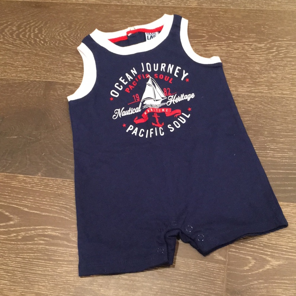 LITTLE LAD boys 18M one piece romper. Button snaps for easy diaper change. EUC